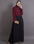 Modest Contrast body daily wear Maroon Black Abaya Black