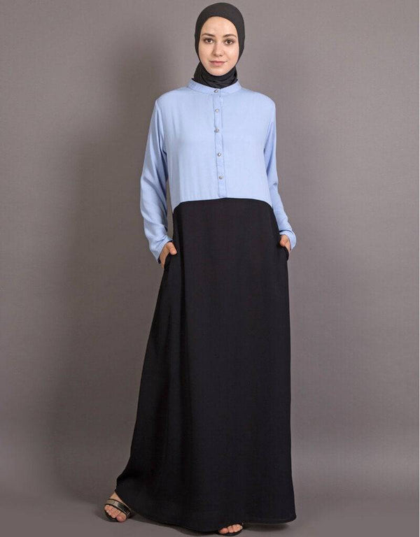 Islamic Contrast body daily wear Abaya Black