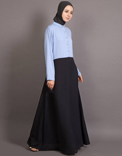 Islamic Contrast body daily wear Abaya Black