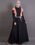 Women Frill casual daily wear casual pink abaya Black