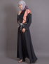Women Frill casual daily wear casual pink abaya Black