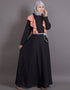 Women Frill casual daily wear casual pink abaya Black
