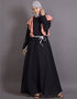 Women Frill casual daily wear casual pink abaya Black