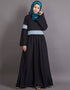 Chic Lace at waist and sleeve classic abaya Black
