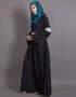 Chic Lace at waist and sleeve classic abaya Black