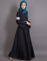 Chic Lace at waist and sleeve classic abaya Black