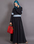 Chic Lace at waist and sleeve classic abaya Black