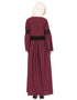 Trendy Lace at waist and sleeve classic abaya Maroon