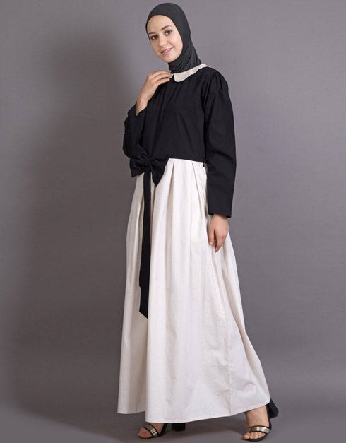 Muslim EMBROIDERED PETER PAN COLLAR party Abaya Black