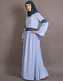 Dubai Lace at waist and sleeve classic abaya Blue