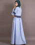 Dubai Lace at waist and sleeve classic abaya Blue