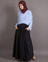 Muslim Pleated contrast casual chic Abaya Blue