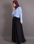 Muslim Pleated contrast casual chic Abaya Blue