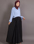 Muslim Pleated contrast casual chic Abaya Blue