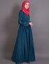 Modest Pleated contrast casual classic Abaya Teal