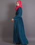 Modest Pleated contrast casual classic Abaya Teal