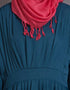 Modest Pleated contrast casual classic Abaya Teal