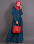 Modest Pleated contrast casual classic Abaya Teal
