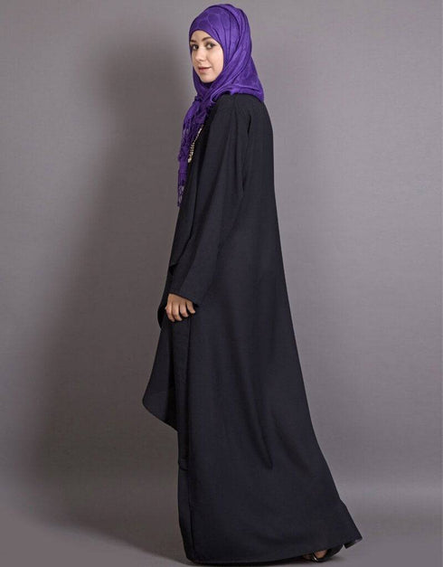 Islamic Overlapped panel casual Abaya Black