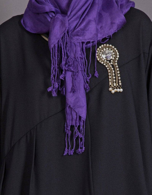 Islamic Overlapped panel casual Abaya Black