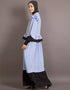 Modest Contrast frilled funky Abaya Blue