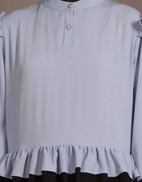 Modest Contrast frilled funky Abaya Blue