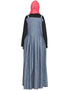 Dubai Front open Contrast jersey and chambray straps Abaya Blue