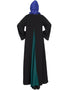 Muslim Contrast Yoke at front Back and Sleeve A line Abaya Black