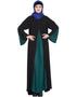 Muslim Contrast Yoke at front Back and Sleeve A line Abaya Black