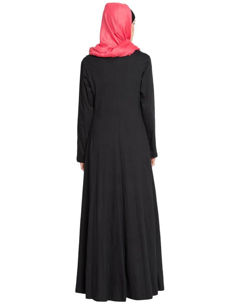 Muslimah Extended Pocket Jersey Travel Abaya Black