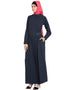 Chic Band embellished party Classic abaya Navy Blue