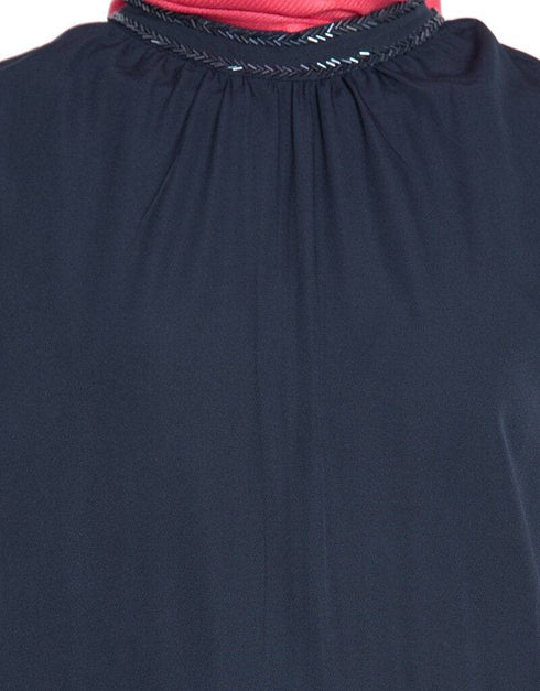 Chic Band embellished party Classic abaya Navy Blue