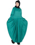Modern Waist pleated stretchable knits travel Teal abaya Green