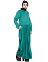 Modern Waist pleated stretchable knits travel Teal abaya Green