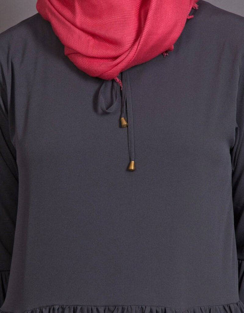 Islamic balloon sleeve bohemian Abaya Grey