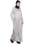 Dubai Pleating at waist stretchable knits travel White abaya Grey