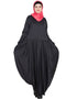 Muslim Pleating at waist stretchable knits Black abaya Black
