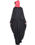 Muslim Pleating at waist stretchable knits Black abaya Black