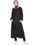 Modest Front open with hood Jersey Sports Abaya Black
