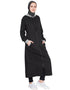 Modest Front open with hood Jersey Sports Abaya Black