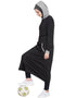 Modest Front open with hood Jersey Sports Abaya Black