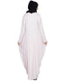 Arabic Pleating at waist White stretchable abaya Pink