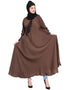 Women Embroidered patch Umbrella Abaya Brown