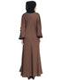 Women Embroidered patch Umbrella Abaya Brown
