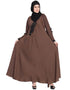 Women Embroidered patch Umbrella Abaya Brown