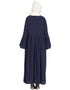 Muslimah Pleated and pearls embroidered Front open Abaya Navy Blue