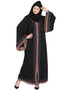 Chic Front open with lace and contrast band Dubai Kaftan Black
