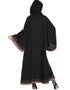 Chic Front open with lace and contrast band Dubai Kaftan Black