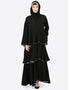 Dubai Hand work three bell layer party Abaya Black