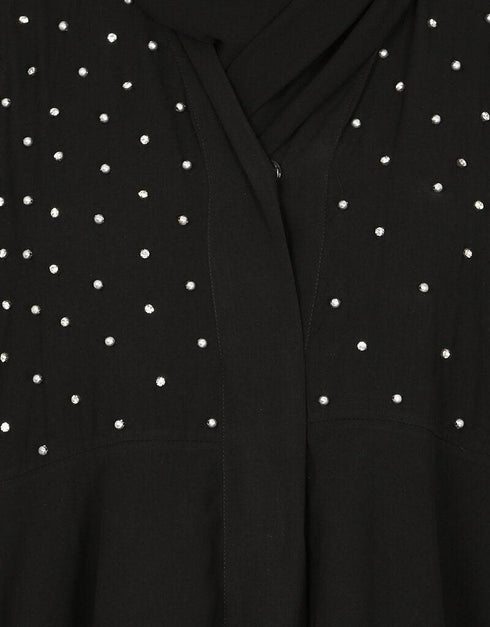 Dubai Hand work three bell layer party Abaya Black